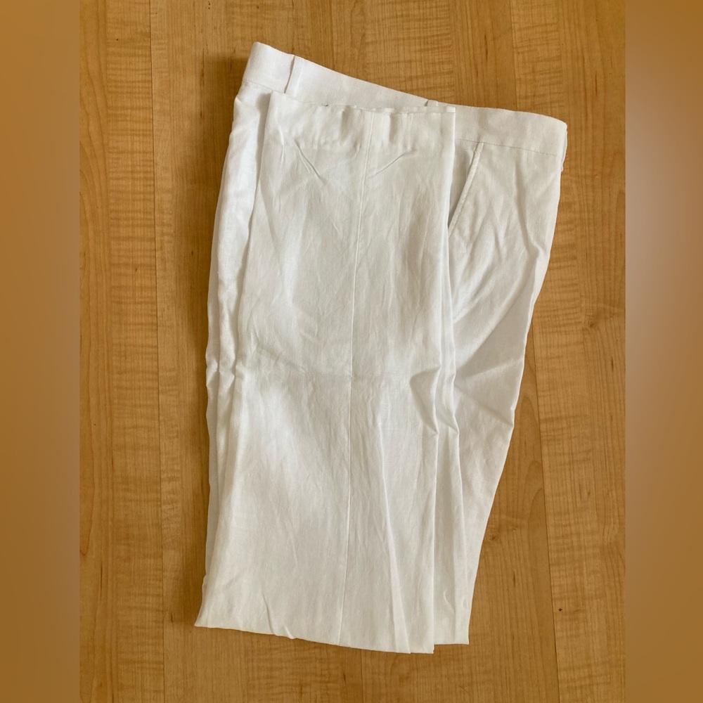 White linen suit pants